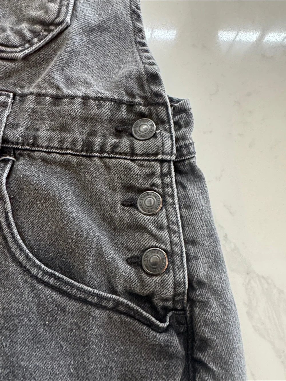 We The Free Washed Charcoal Denim Short Overalls